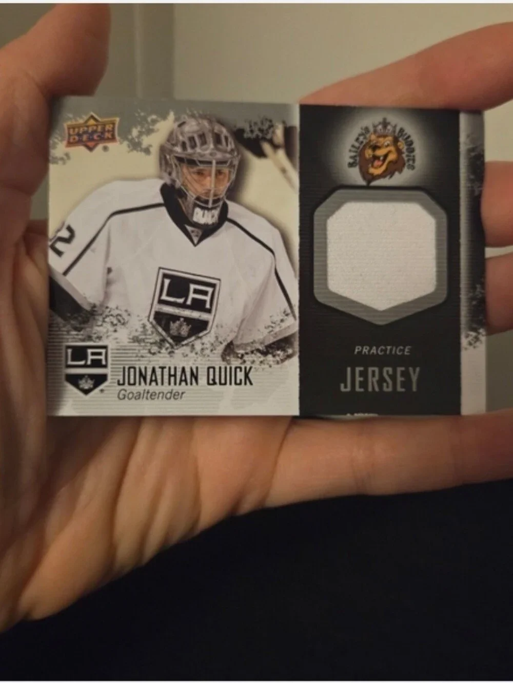 Upper Deck Los Angeles Kings Jonathan Quick Practice Jersey Trading Card NWOT